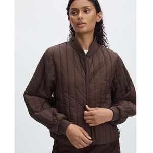 Rains BANJA Liner Chocolate Brown Quilted Bomber Jacket FRAME M